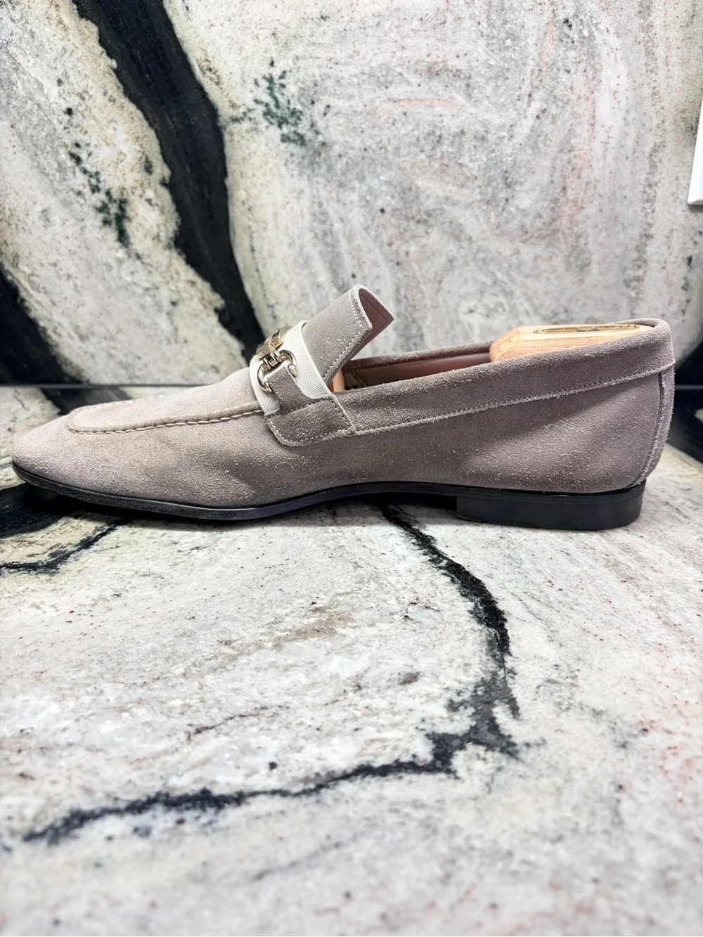Santoni Fatte a Mano Gray Suede Horsebit Loafers UK 8.5 US 9.5 Made in Italy